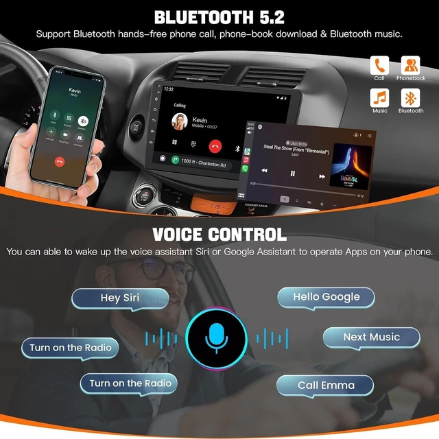 Alt view image 5 of 5 - Car Radio Stereo for Toyota RAV4 2007-2012 Without JBL Sound System, Support Wireless Carplay/Android Auto/Mirrorlink, 10 Inch QLED Touchscreen with Bluetooth,FM Radio