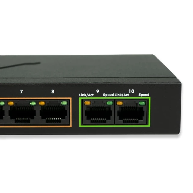 Alt view image 4 of 5 - BV-Tech 8-Port PoE+ Gigabit Switch with 2 Gigabit Uplinks, 96W Total Power, NDAA Compliant, 802.3af/at, 30W per Port