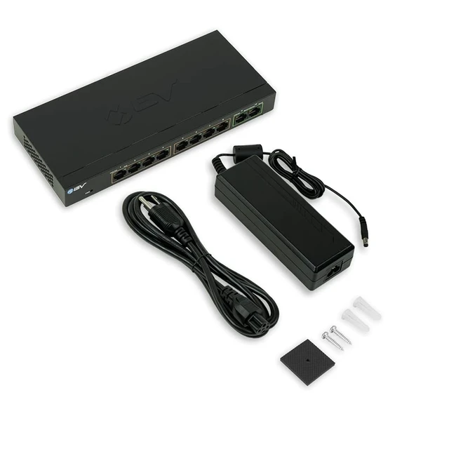 Alt view image 5 of 5 - BV-Tech 8-Port PoE+ Gigabit Switch with 2 Gigabit Uplinks, 96W Total Power, NDAA Compliant, 802.3af/at, 30W per Port