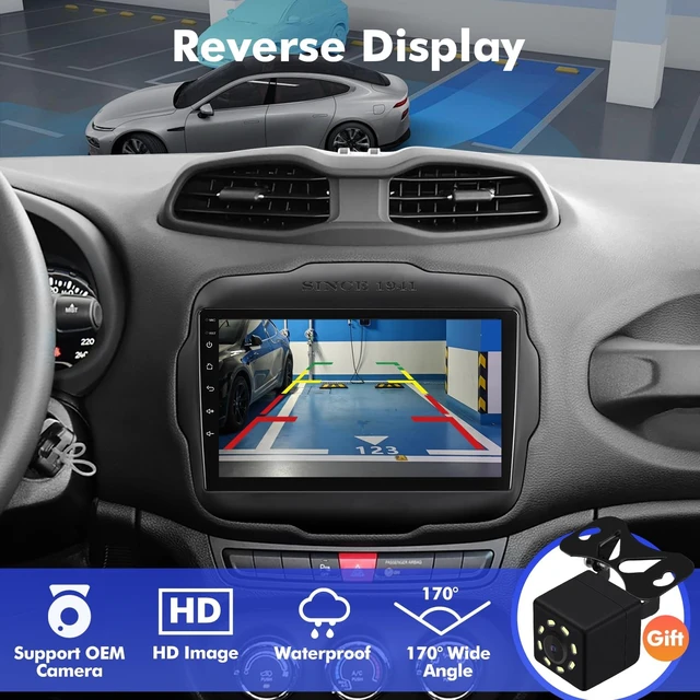 Alt view image 4 of 5 - 9 Inch IPS Touchscreen Android 14 Car Stereo for Jeep Renegade 2015-2020 with Wireless CarPlay & Android Auto 4+64GB Car Radio, Support WiFi 6, Bluetooth,5.4, Backup Camera, SWC