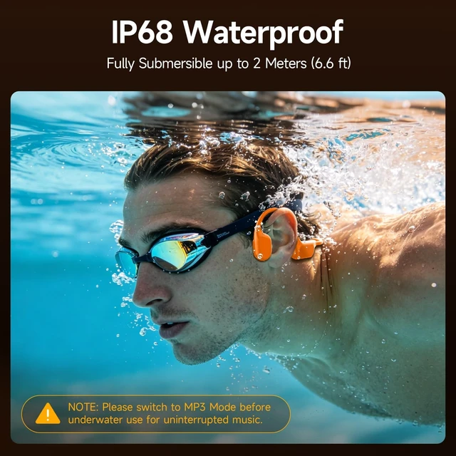 Alt view image 2 of 5 - esonstyle Swimming Headphones Bluetooth 6.2, IP68 Waterproof Earphones