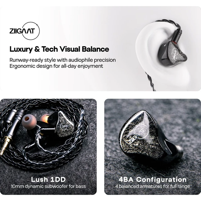 Alt view image 3 of 5 - Linsoul ZiiGaat Lush in Ear Monitor, 1DD+4BA Hybrid Earphone IEM