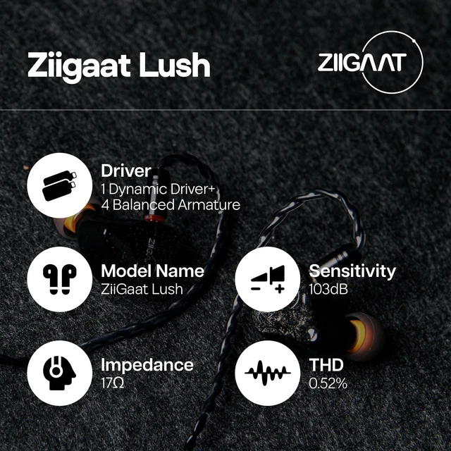 Alt view image 5 of 5 - Linsoul ZiiGaat Lush in Ear Monitor, 1DD+4BA Hybrid Earphone IEM