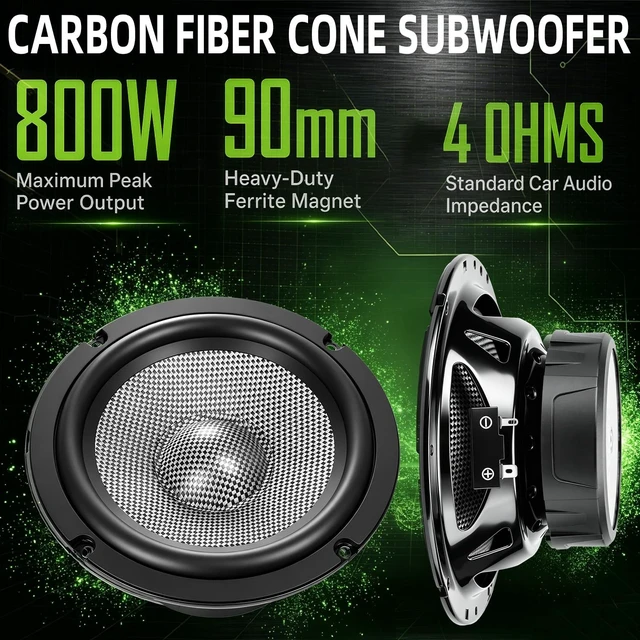 Alt view image 2 of 5 - 6.5 Speakers Carbon Fiber Cone 800W 4 Ohm Mid-Bass 6.5 Speaker Car Audio