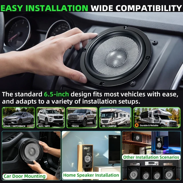 Alt view image 5 of 5 - 6.5 Speakers Carbon Fiber Cone 800W 4 Ohm Mid-Bass 6.5 Speaker Car Audio