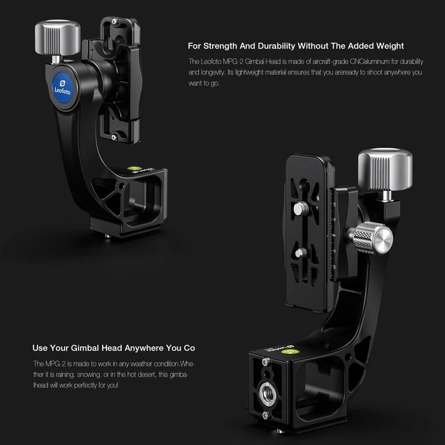 Alt view image 2 of 5 - Leofoto Camera Gimbal Head, Professional Gimbal Tripod Head, 3/8" and 1/4" Mounting Hole with Arca-Swiss Quick-Release Plate for Outdoor Video/Wildlife Photography, Max Load to 22 kg/48.5lb (MPG-02)
