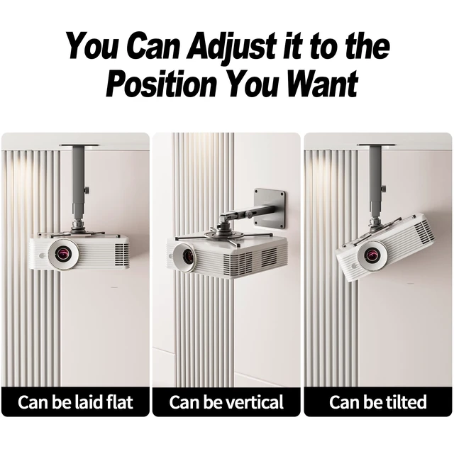 Alt view image 4 of 5 - Perfectisan Multi-Hole Projector Mount Wall for Home Theater, Office, Classroom, Universal Video Projector Ceiling Mount, Heavy Duty Aluminum Projector Stand, Load 33 lbs - Black