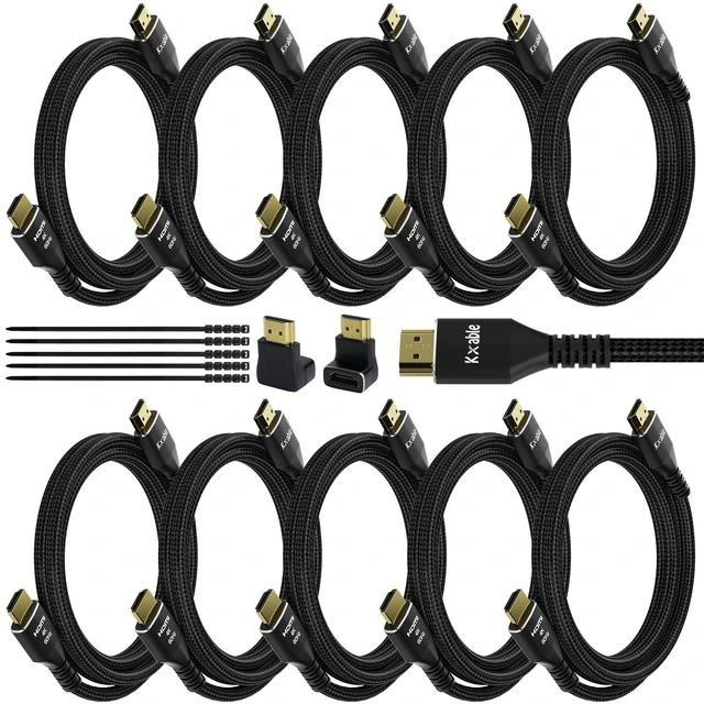 Main image of 4K HDMI Cable 4 Feet (10 Pack), Ultra HD HDMI 2.0 Cable, Nylon Braided & Gold-Plated Connectors, 4K @ 60Hz, 2K ,1080P, HDCP 2.2, ARC, Bulk HDMI Cables for Laptop, Monitors, HDTV, PS5, Xbox One & More