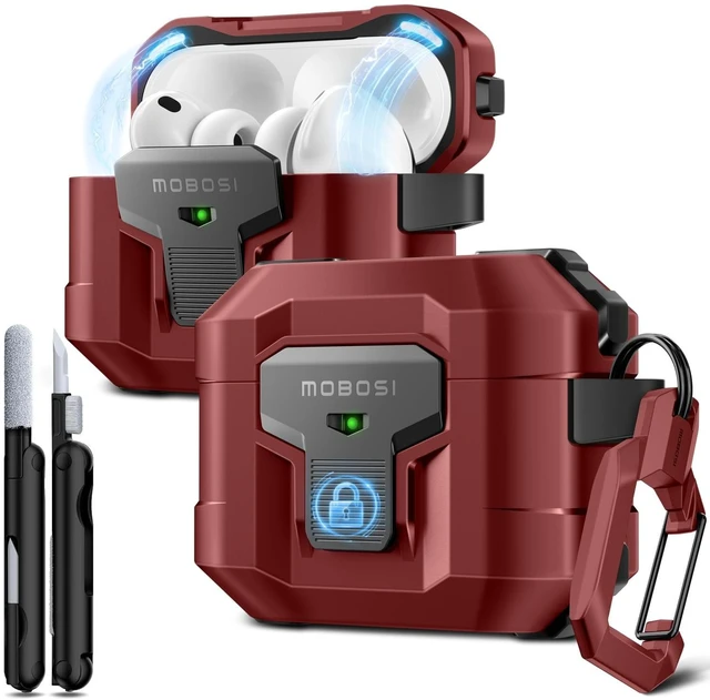 Main image of MOBOSI for AirPods Pro 3 Case 2025 with Drop-Proof Lock, Red