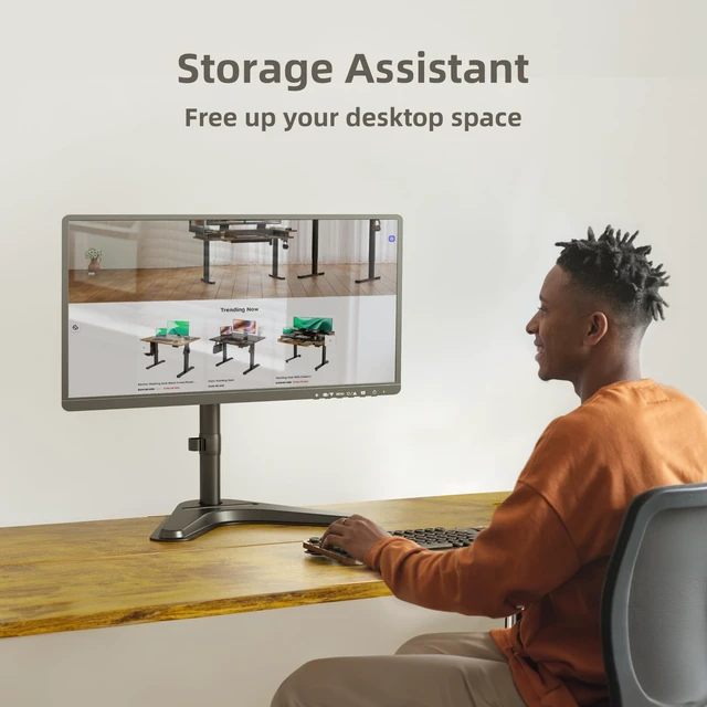 Alt view image 3 of 5 - Claiks Monitor Mount, Ergonomic Adjustable Monitor Stand for Max 32 inch Screens, Adjustable Stand up to 20 lbs, VESA Mounting Holes 75&100mm, Black