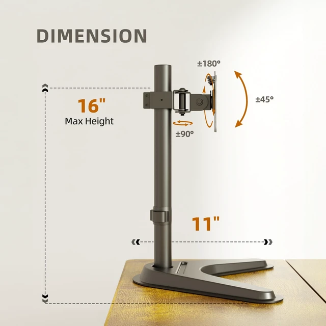 Alt view image 5 of 5 - Claiks Monitor Mount, Ergonomic Adjustable Monitor Stand for Max 32 inch Screens, Adjustable Stand up to 20 lbs, VESA Mounting Holes 75&100mm, Black