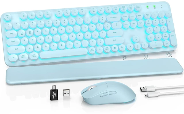 Main image of Rechargeable Backlit Wireless Keyboard and Mouse Combo, Magnetic Wrist Rest