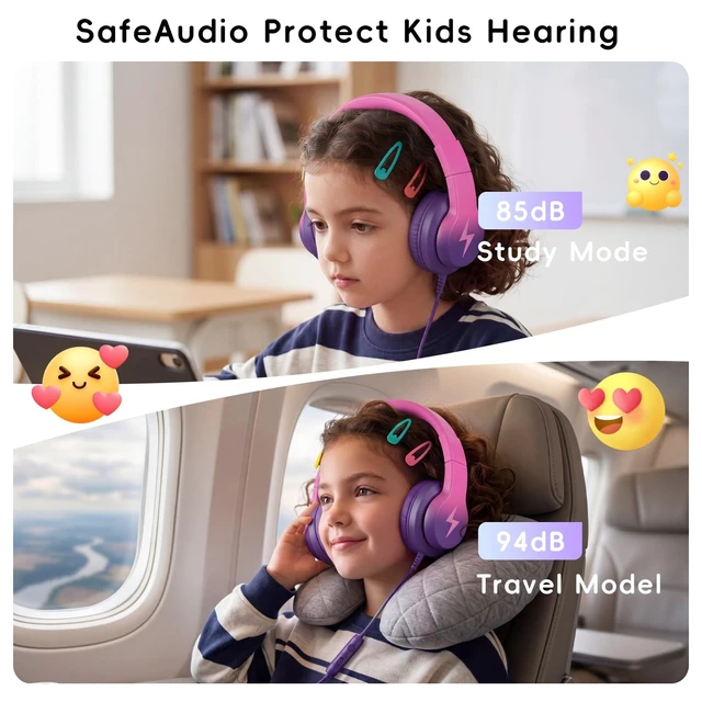 Alt view image 2 of 5 - Candy Bila Wired Kids Headphones for School, Over-Ear for Boys Girls