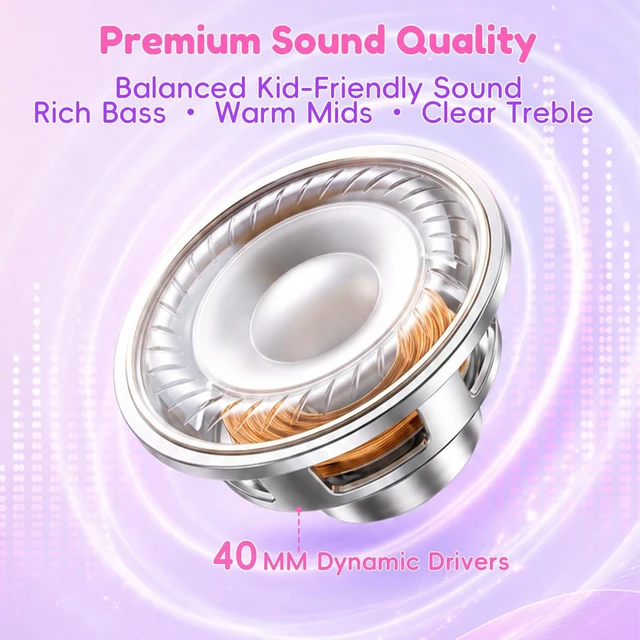 Alt view image 3 of 5 - Candy Bila Wired Kids Headphones for School, Over-Ear for Boys Girls