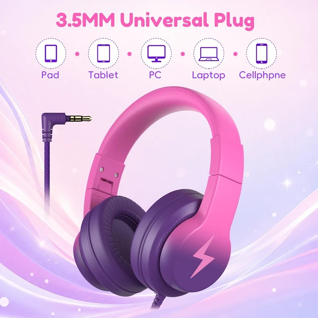 Alt view image 5 of 5 - Candy Bila Wired Kids Headphones for School, Over-Ear for Boys Girls
