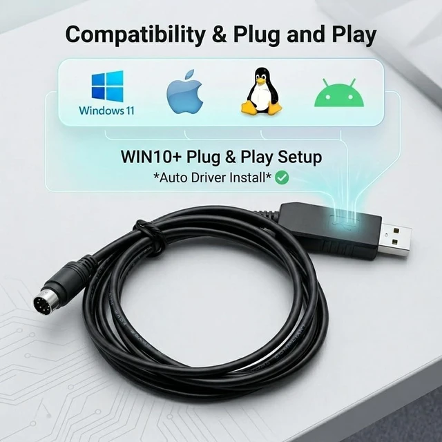 Alt view image 4 of 5 - Pidwaok FT232RL USB to Mini DIN 6 Pin Programming Cable for Yaesu FT-840 FT-890 FT-900 CAT Control, 1.8m UL2464 AWG24