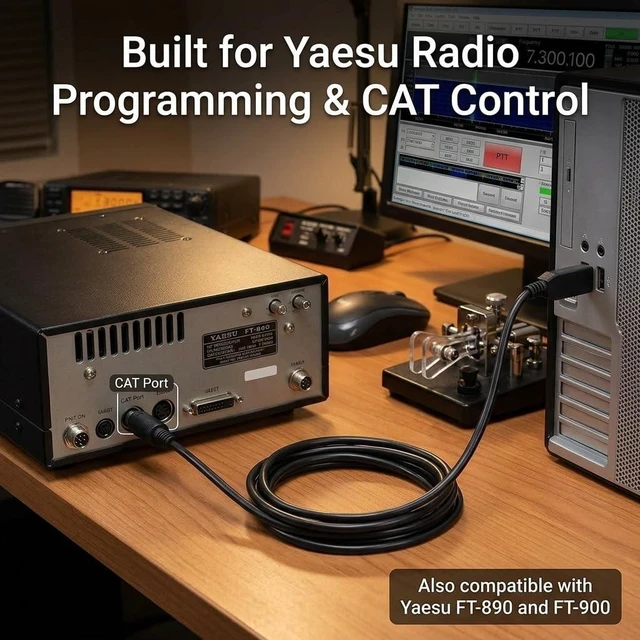 Alt view image 5 of 5 - Pidwaok FT232RL USB to Mini DIN 6 Pin Programming Cable for Yaesu FT-840 FT-890 FT-900 CAT Control, 1.8m UL2464 AWG24