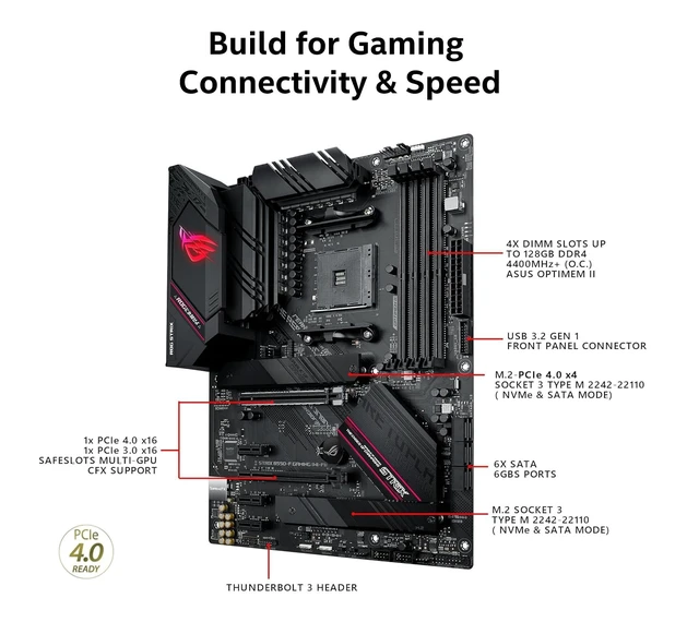 Alt view image 5 of 5 - AMD Ryzen 9 5900XT Processor with ASUS ROG Strix B550-F WiFi II Motherboard