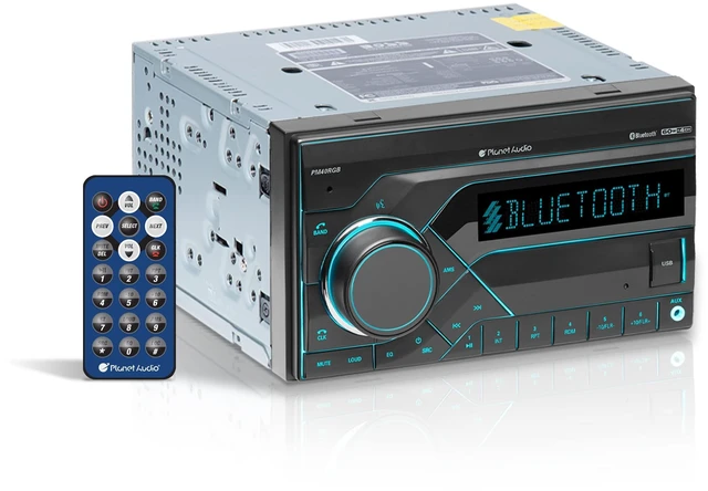 Main image of Planet Audio PM40RGB Car Stereo - Double Din, Bluetooth Audio and Hands-Free Calling, MP3 Player, No CD DVD, USB, AUX in, AM/FM Radio Receiver, Multi Color Illumination