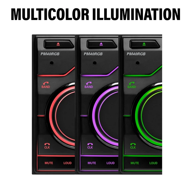 Alt view image 4 of 5 - Planet Audio PM40RGB Car Stereo - Double Din, Bluetooth Audio and Hands-Free Calling, MP3 Player, No CD DVD, USB, AUX in, AM/FM Radio Receiver, Multi Color Illumination