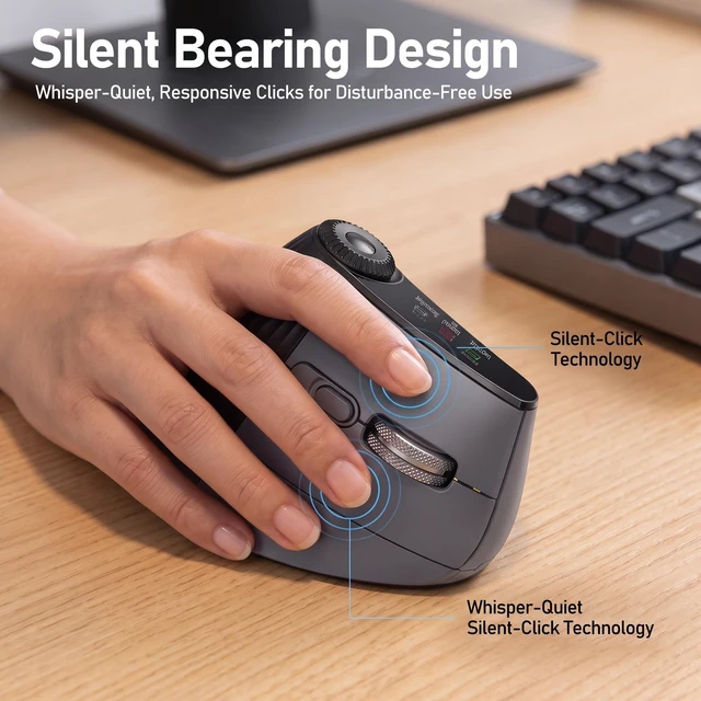 Alt view image 2 of 5 - Taimousetvs Wireless Vertical Mouse, Ergonomic Shortcut Dial, 4800 DPI