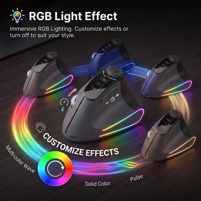 Alt view image 3 of 5 - Taimousetvs Wireless Vertical Mouse, Ergonomic Shortcut Dial, 4800 DPI