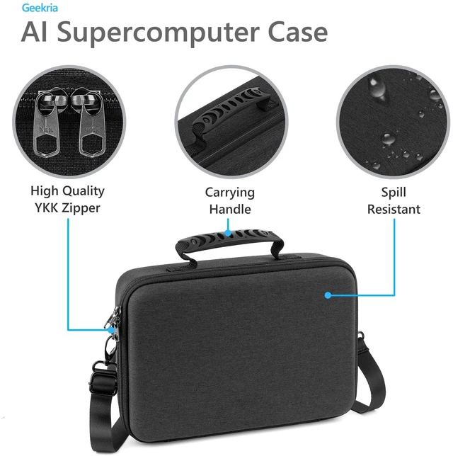 Alt view image 2 of 5 - GEEKRIA Mini PC Hard Shell Travel Case, Compatible with NVIDIA DGX Spark, ASUS Ascent GX10, msi EdgeXpert 13SUS, GIGABYTE AI TOP Atom, AI Supercomputer Carrying Bag (Dark Gray)