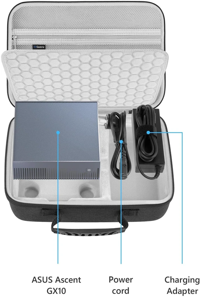 Alt view image 3 of 5 - GEEKRIA Mini PC Hard Shell Travel Case, Compatible with NVIDIA DGX Spark, ASUS Ascent GX10, msi EdgeXpert 13SUS, GIGABYTE AI TOP Atom, AI Supercomputer Carrying Bag (Dark Gray)