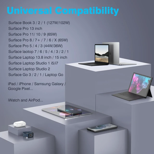 Alt view image 2 of 5 - 127W Charger for Microsoft Surface Book 3, 2, 1, Laptop Studio 2, 1