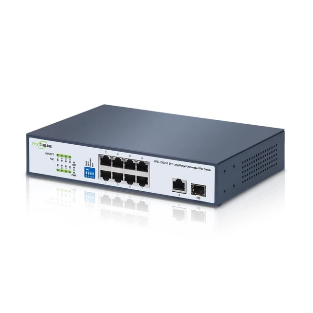 Alt view image 2 of 5 - 1500ft 8 Port Long Range PoE+ Switch, PoE Extension with Continuous Run of cat5e/cat6, Fast Ethernet 10/100Mbps, 30W IEEE802.3at/af