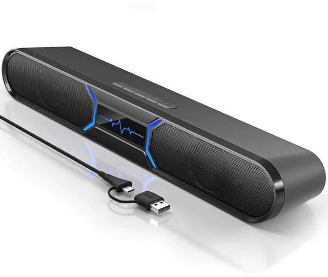 Main image of HEGMUXCO Computer Speakers for Desktop PC, 10W Bluetooth PC Soundbar with Dual Bass Reflex, USB-C/USB-A Audio Powered, 6-Mode RGB Gaming Speaker for Monitor, Laptop and Desktop