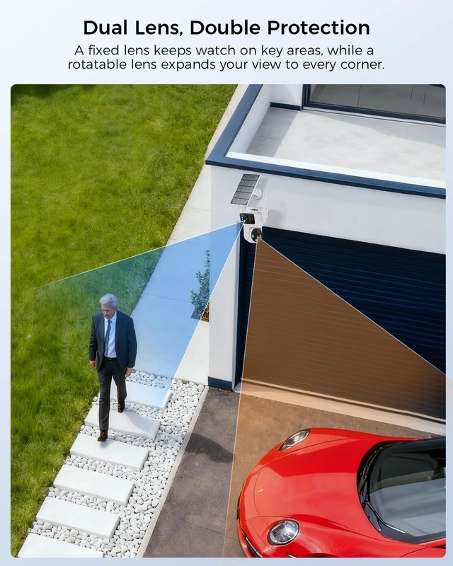 Alt view image 4 of 5 - GAIEXCE Solar Dual Lens Security Cameras Wireless Outdoor, Home Dual Lens Security Camera System, No Subscription, 2.4G & 5G WiFi 4MP Night Vision, 32G SD Local Recording Expandable to 10CH Sto
