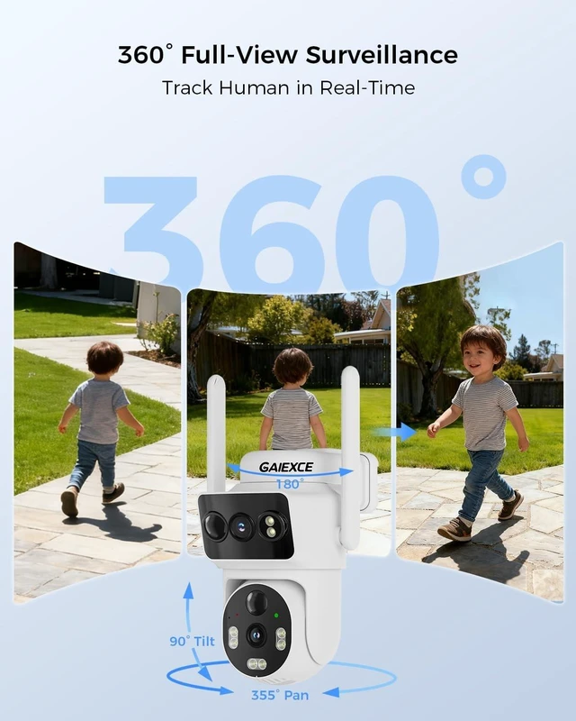 Alt view image 5 of 5 - GAIEXCE Solar Dual Lens Security Cameras Wireless Outdoor, Home Dual Lens Security Camera System, No Subscription, 2.4G & 5G WiFi 4MP Night Vision, 32G SD Local Recording Expandable to 10CH Sto