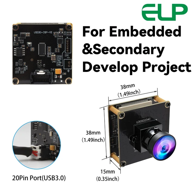 Alt view image 2 of 5 - ELP High Speed 200FPS Global Shutter USB3.0 Fisheye Camera Module Wide Angle Webcam for Computer Mini UVC USB3.0/2.0 PC CAMERA High Speed Lightburn Cameras 170degree 1200P 120fps AR0234 Cam for Laptop