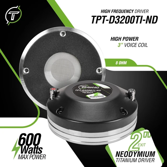 Alt view image 2 of 5 - TIMPANO TPT-D3200TI-ND 2 Exit Neodymium Titanium Compression Driver for High Output, Frequency Response from 1,600 to 19,000 Hz