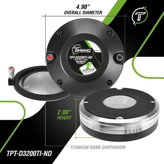 Alt view image 4 of 5 - TIMPANO TPT-D3200TI-ND 2 Exit Neodymium Titanium Compression Driver for High Output, Frequency Response from 1,600 to 19,000 Hz