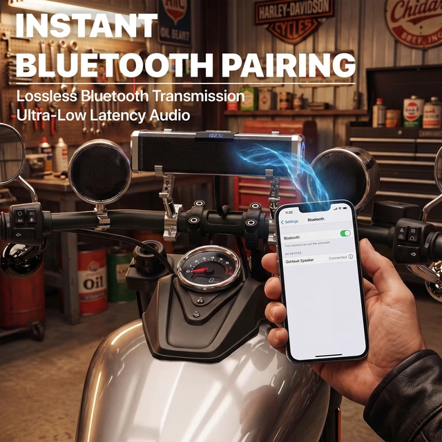Alt view image 2 of 5 - GoHawk Bluetooth Motorcycle Speakers Waterproof 4-Speaker Motorcycle Radio