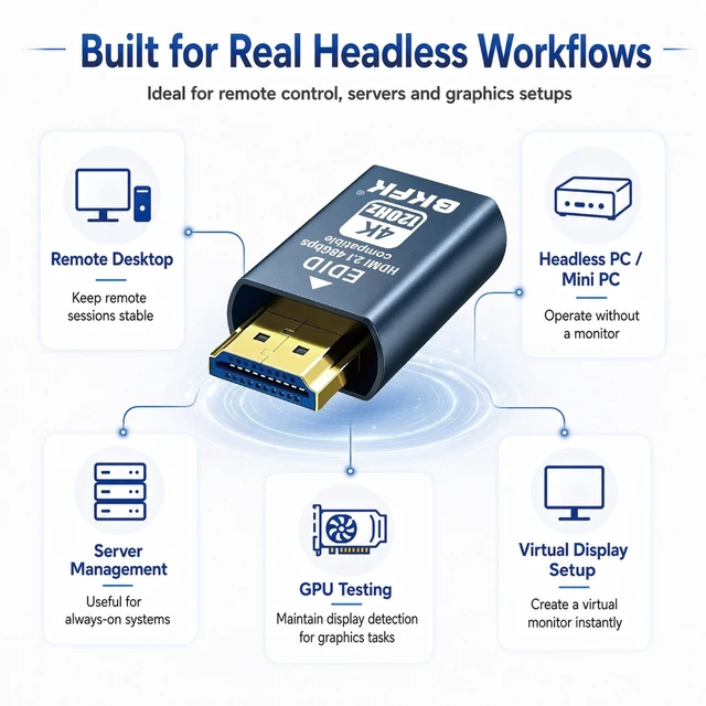 Alt view image 5 of 5 - 4K hdmi Dummy Plug - Display to hdmi Adapter, Luna Display Virtual Window for Home-edid Emulator-Dummy, displayport Headless dummie dongle120Hz (HDMI2.1 4K 120Hz-2Pack)