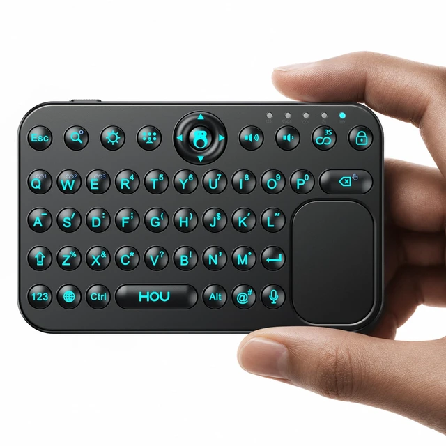 Main image of HOU Mini Bluetooth Keyboard, Magnetic Portable Touchpad& 7-Color Backlight