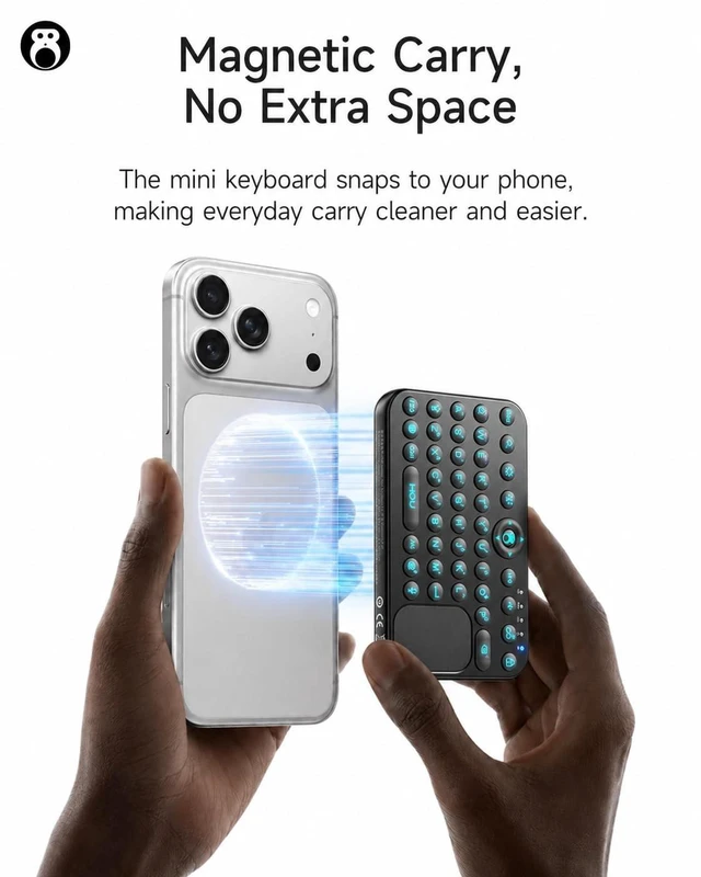Alt view image 4 of 5 - HOU Mini Bluetooth Keyboard, Magnetic Portable Touchpad& 7-Color Backlight