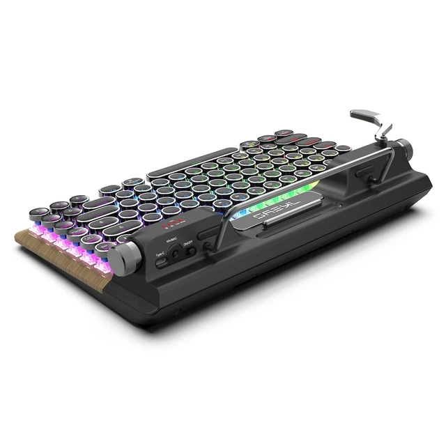 Alt view image 2 of 5 - 7KEYS Retro Typewriter Mechanical Gaming Keyboard, Vintage Style Computer Keyboard with Wireless Bluetooth5.0/Wired/2.4G, True RGB Backlight, Compatible with PC/Laptop/Tablet/Phone