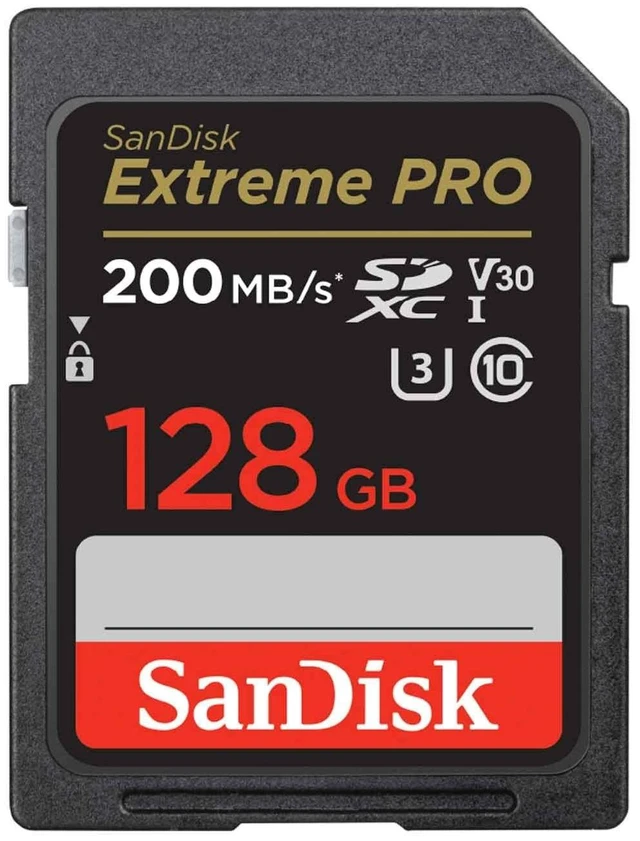 Main image of SanDisk Extreme PRO SDSDXXD-128G-GHJIN SD Card, 128 GB, SDXC Class 10, UHS-I V30, Read Up to 200 MB/s, New Package