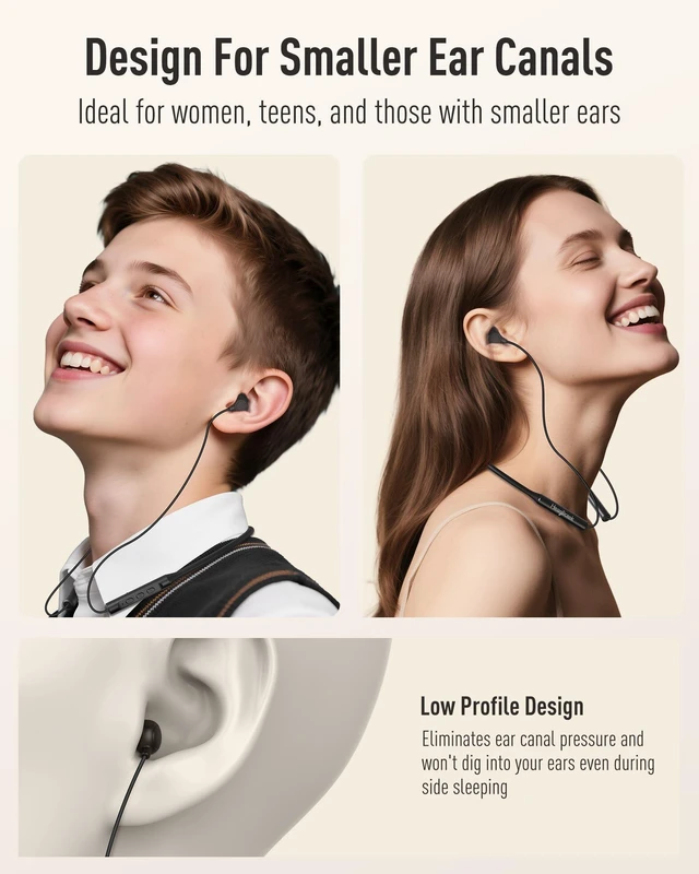 Alt view image 3 of 5 - Hearprotek Wireless Lightweight Sleeping Headphones, Neckband Bluetooth 5.4 Wireless Sleep in-Ear Earbuds, Ultra Soft Portable Sleep Headphones for Side Sleepers, Working, Relaxing