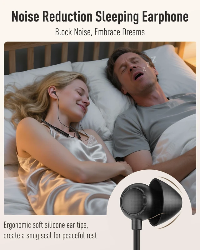 Alt view image 4 of 5 - Hearprotek Wireless Lightweight Sleeping Headphones, Neckband Bluetooth 5.4 Wireless Sleep in-Ear Earbuds, Ultra Soft Portable Sleep Headphones for Side Sleepers, Working, Relaxing