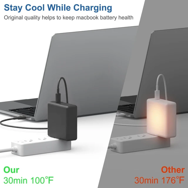 Alt view image 3 of 5 - 10FT Mac Book Pro Air Charger, Long Type C Charging Cable with 96W 87W 61W USB Type C(USB-C) Fast Power Adapter, Compatible with MacBook Air Pro and All USB-C Devices, Black
