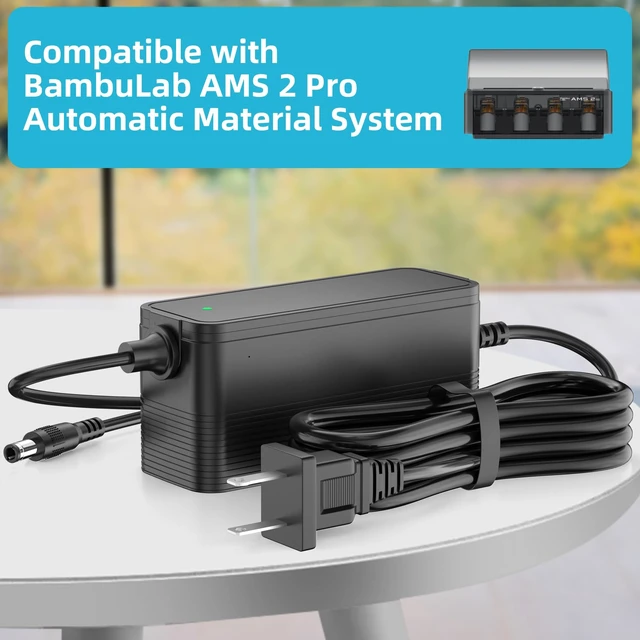 Alt view image 2 of 5 - Power Charger Compatible with Bambu Lab AMS 2 Pro Automatic Material System, 24V Replacement Adapter for Honor ADS-96HLA-19-1 24096E AC DC Power Supply