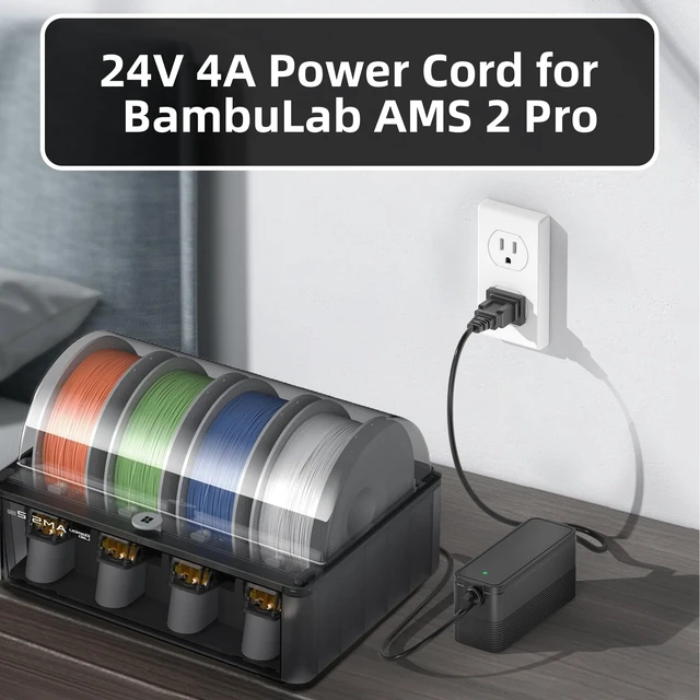 Alt view image 4 of 5 - Power Charger Compatible with Bambu Lab AMS 2 Pro Automatic Material System, 24V Replacement Adapter for Honor ADS-96HLA-19-1 24096E AC DC Power Supply