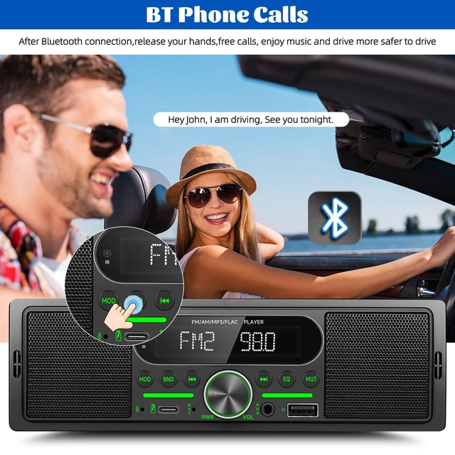 Alt view image 2 of 5 - Single Din Car Stereo Radio Bluetooth Multimedia Car Audio Receivers with Digital LCD Display AM/FM Car Radio Dual USB/Type-C/AUX-in MP3 Player Lossless Sound Quality Quick Charge+ Remote