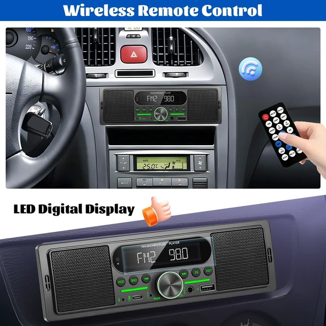 Alt view image 5 of 5 - Single Din Car Stereo Radio Bluetooth Multimedia Car Audio Receivers with Digital LCD Display AM/FM Car Radio Dual USB/Type-C/AUX-in MP3 Player Lossless Sound Quality Quick Charge+ Remote
