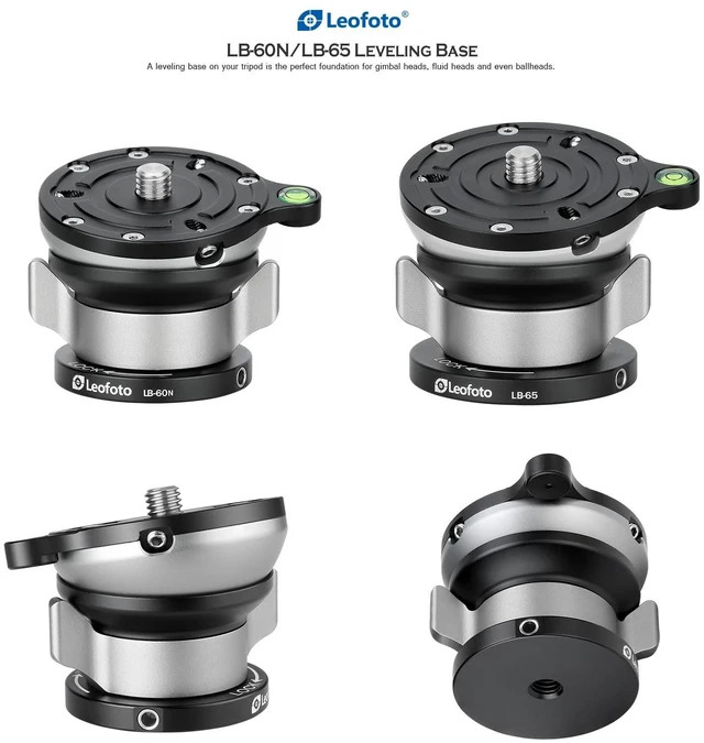 Alt view image 2 of 5 - LB-60N 60mm Leveling Base for Tripod w Butterfly Lock Collar 33lb Max Load +/-15 Tilt